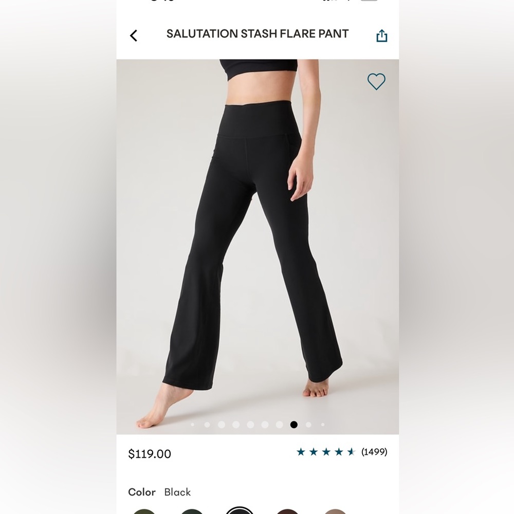 Athleta Salutation Stash Flare pant. Black. Petite XS. Inseam 29.5”